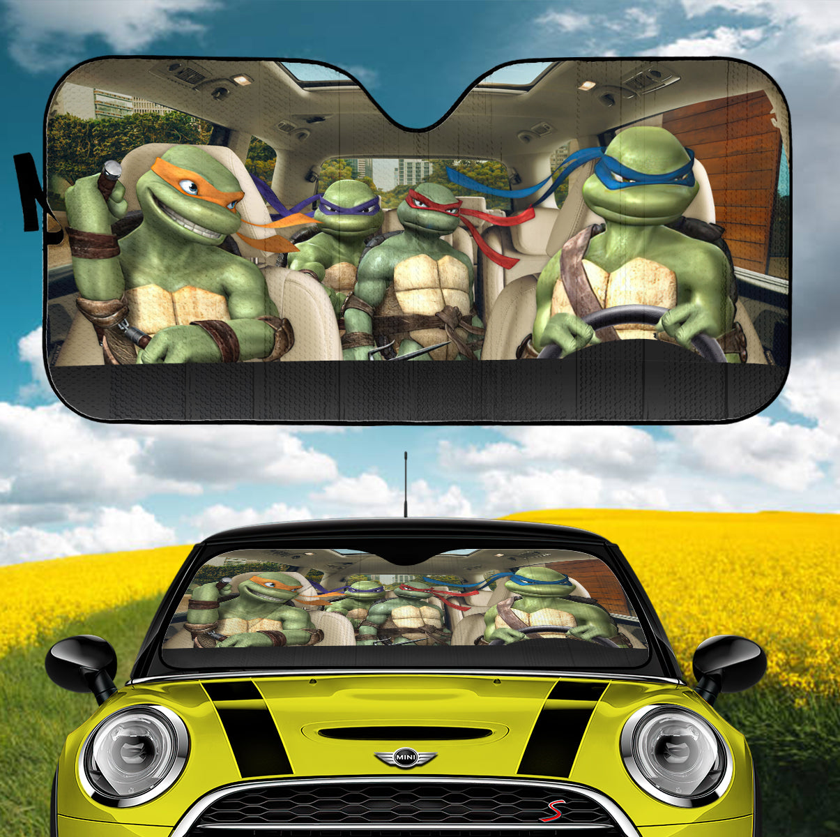 Teenage Mutant Ninja Turtles Driving Car Auto Sunshades Nearkii