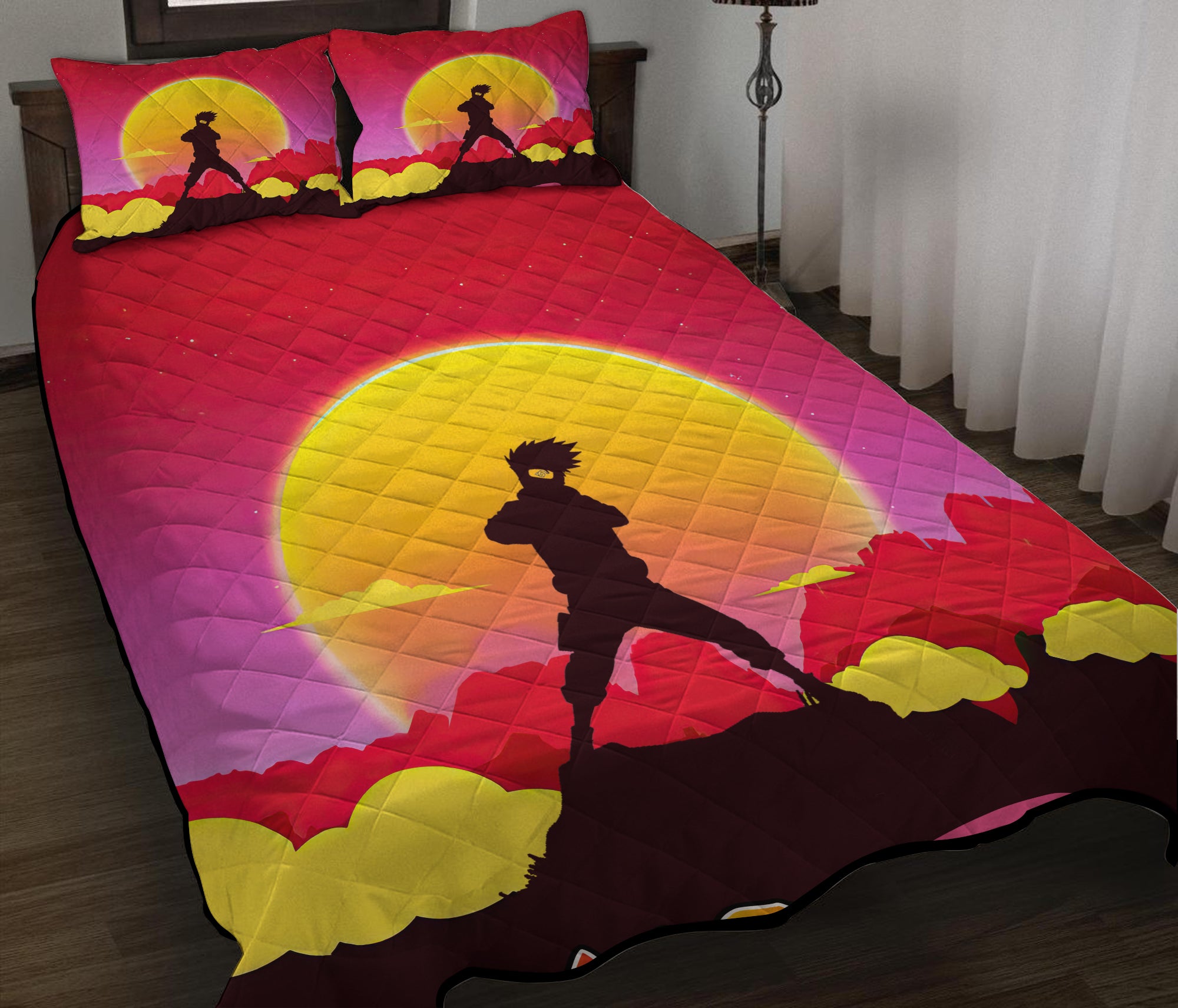 Kakashi Naruto Anime Sunset Quilt Bed Sets Nearkii