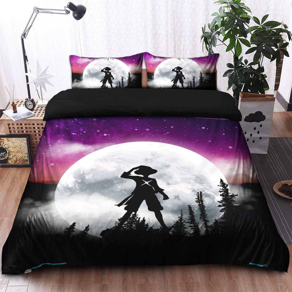 One Piece Luffy Anime Moon Night Galaxy Bedding Set Duvet Cover And 2 Pillowcases Nearkii