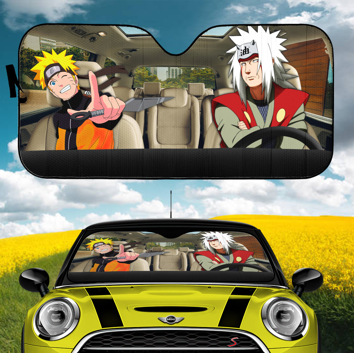 Jiraiya Naruto Anime Driving Car Auto Sunshades Nearkii