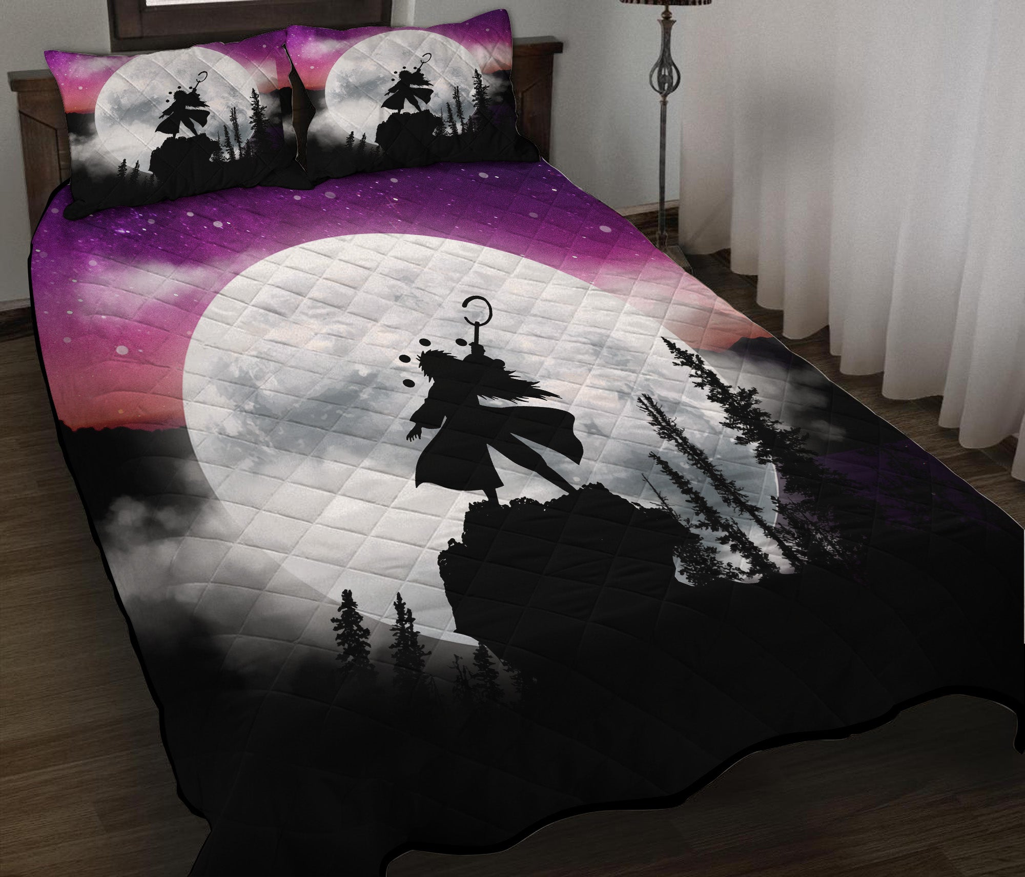Uchiha Madara Naruto Anime Moon Night Galaxy Quilt Bed Sets