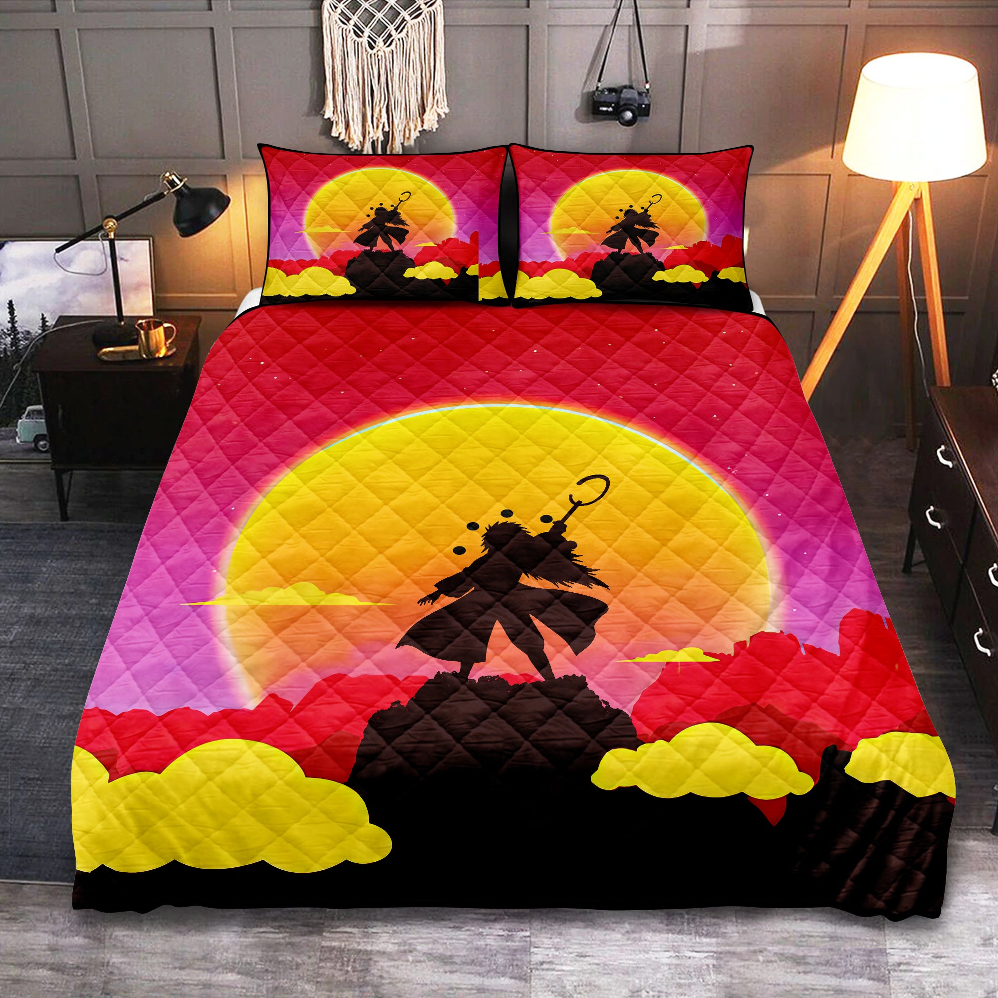 Uchiha Madara Naruto Anime Sunset Quilt Bed Sets Nearkii