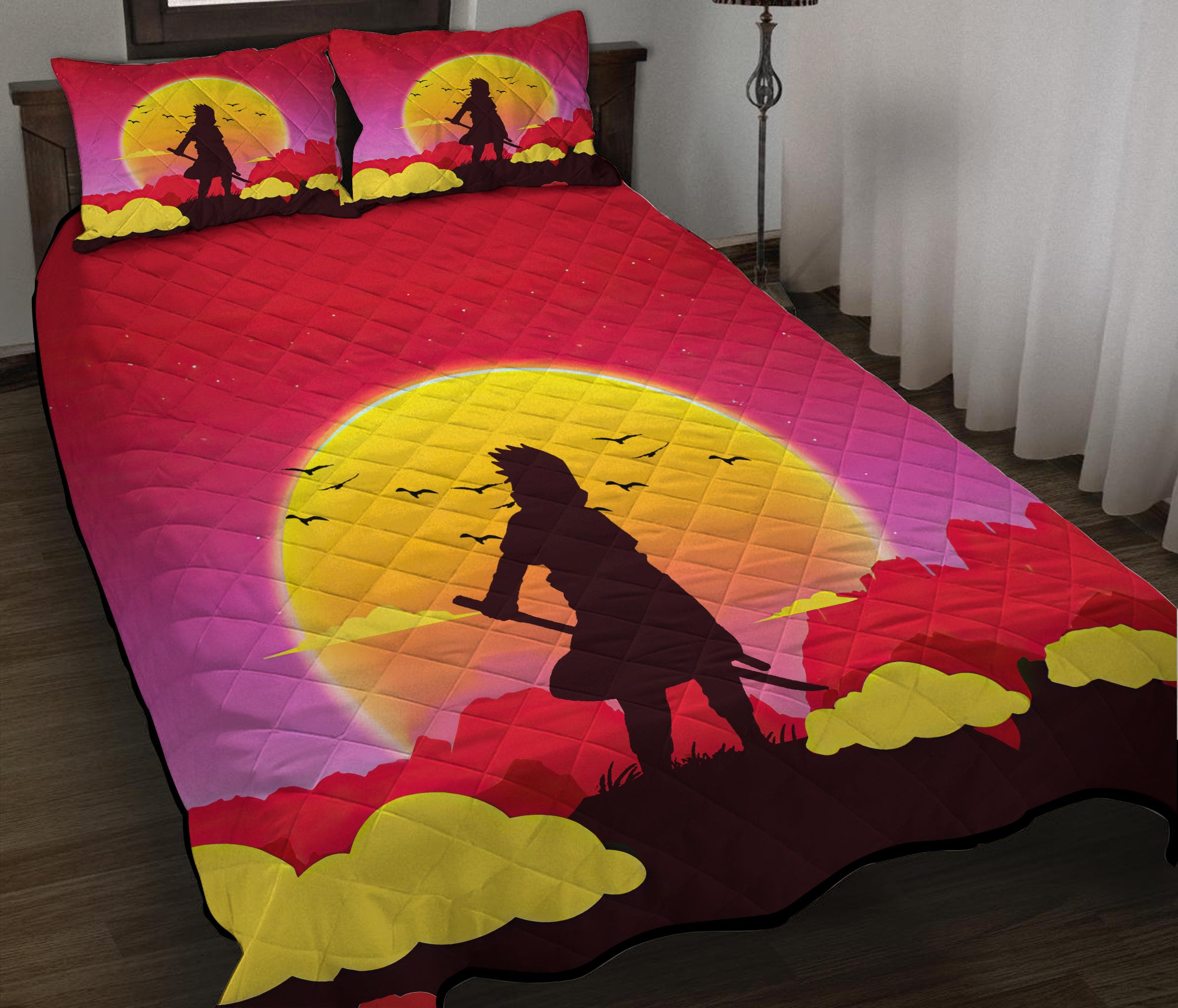 Uchiha Sasuke Naruto Anime Sunset Quilt Bed Sets Nearkii