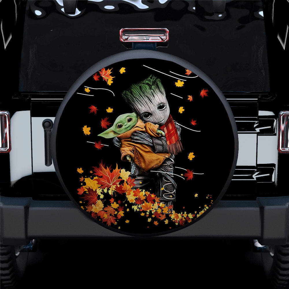 Baby Groot Hold Baby Yoda Autumn Car Spare Tire Covers Gift For Campers Nearkii