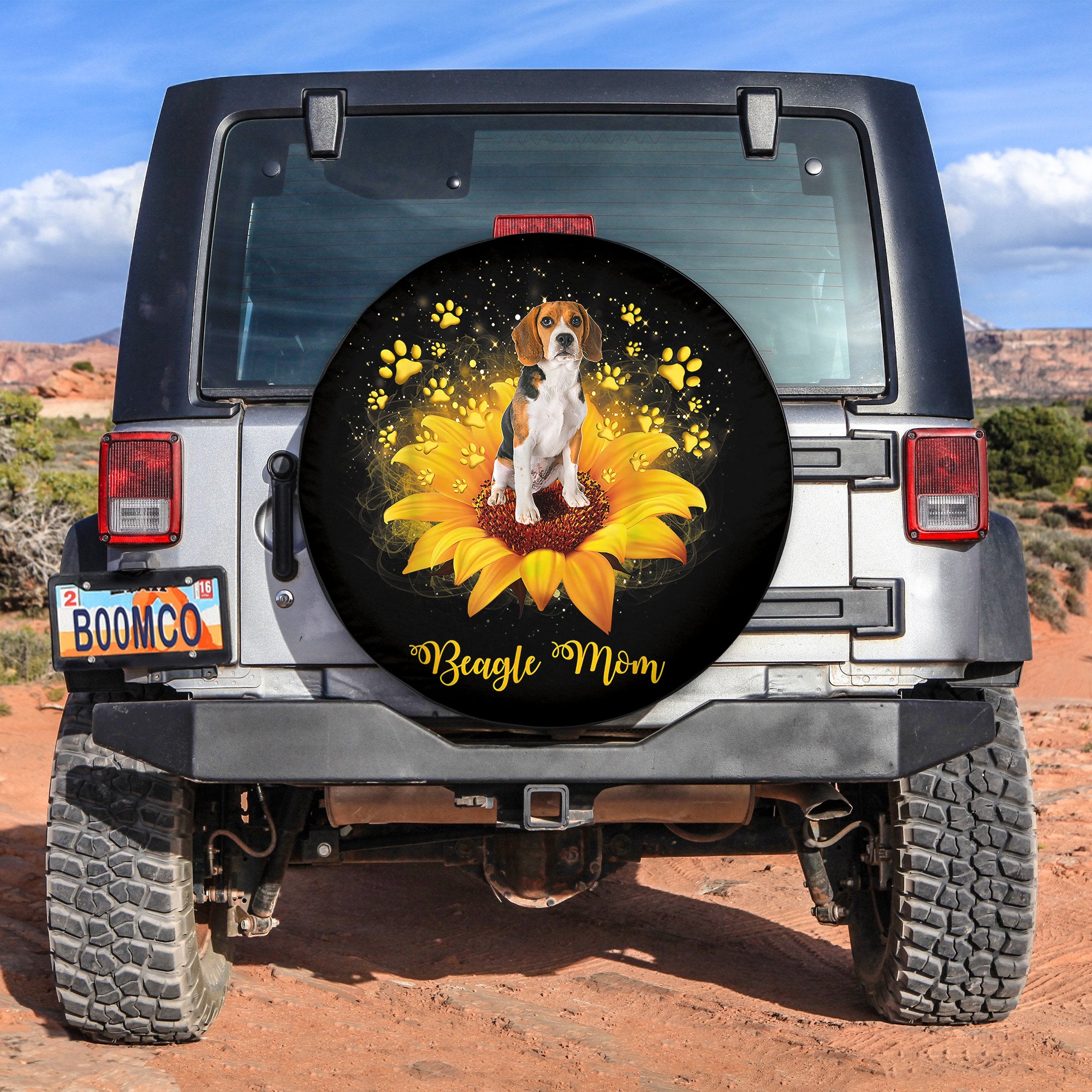 Beagle Mom Sunflower Spare Tire Cover Gift For Campers Nearkii