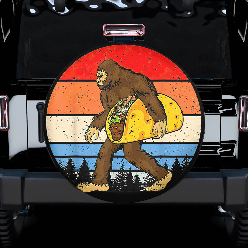 Bigfoot Holding A Taco Spare Tire Cover Gift For Campers Nearkii