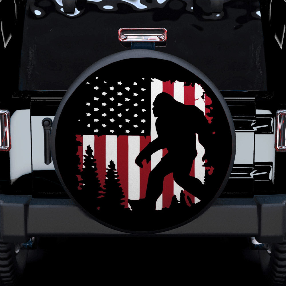 Bigfoot USA Flag Car Spare Tire Covers Gift For Campers Nearkii