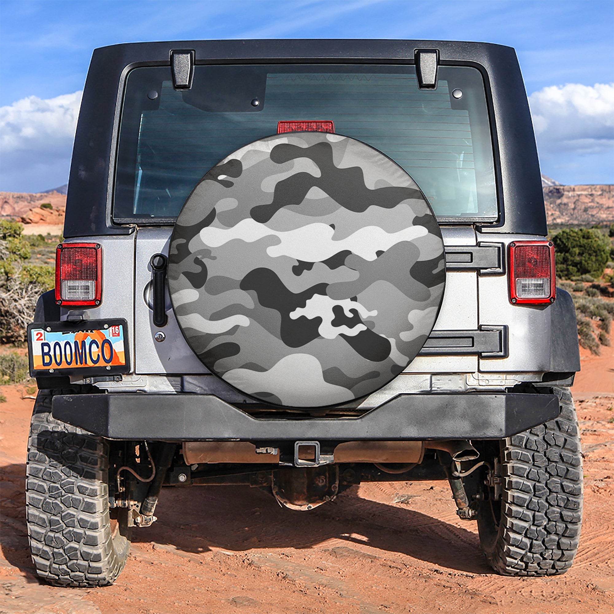 Camo Bright Black And White Print Texture Car Spare Tire Covers Gift For Campers Nearkii