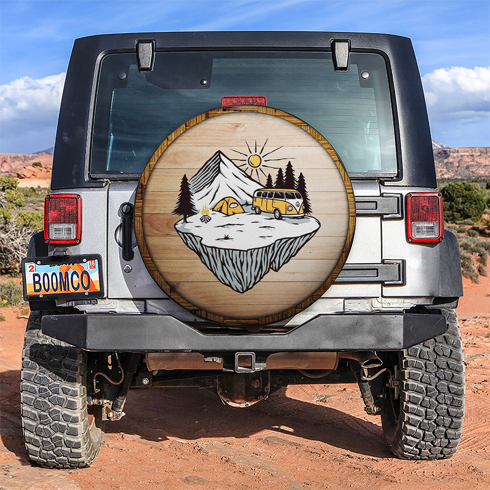 Camping Art Hippie Mountain Car Spare Tire Cover Gift For Campers Nearkii