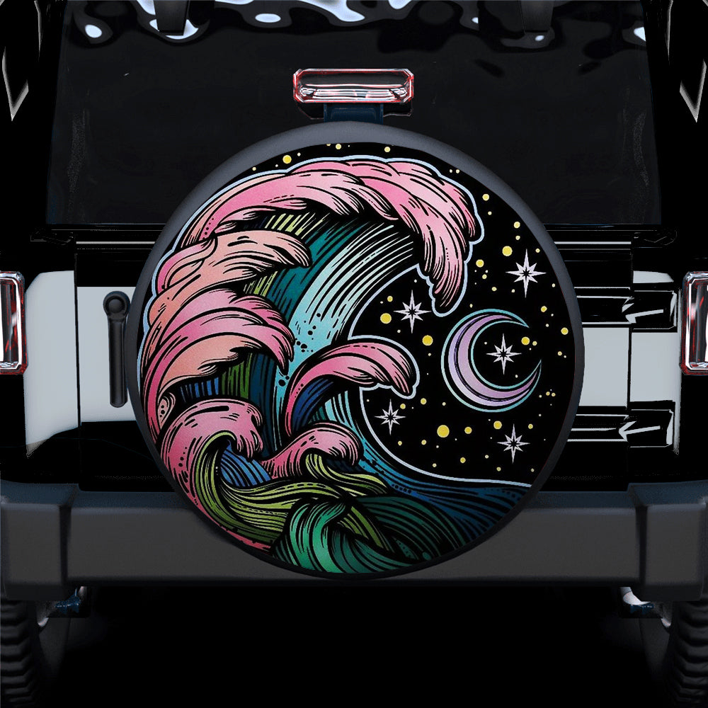 Camping Night Hippie Vintage Art Jeep Car Spare Tire Cover Gift For Campers Nearkii