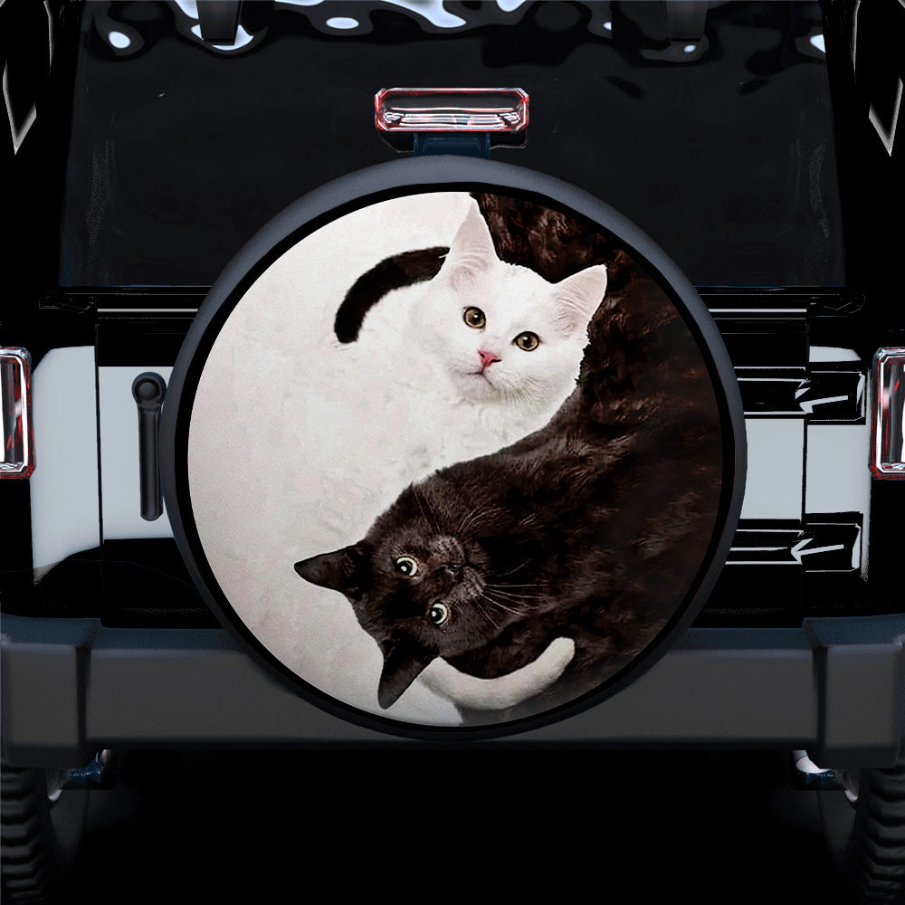 Cat Yin Yang Car Spare Tire Covers Gift For Campers Nearkii
