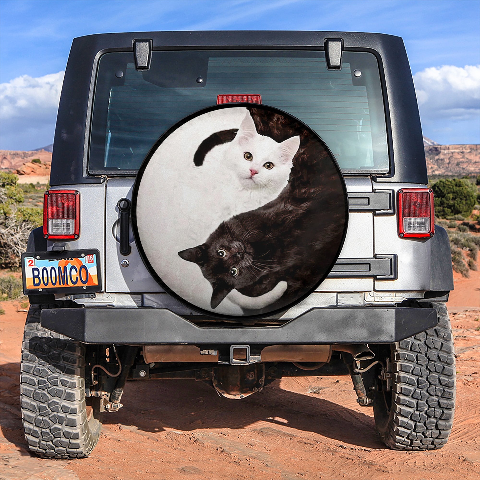 Cat Yin Yang Car Spare Tire Covers Gift For Campers Nearkii