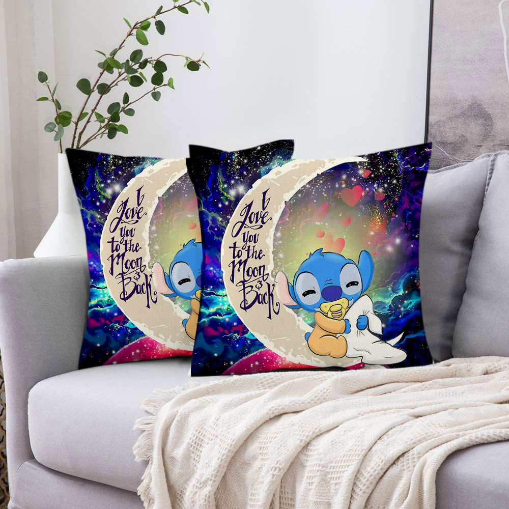 Cute Baby Stitch Sleep Love You To The Moon Galaxy Pillowcase Room Decor Nearkii