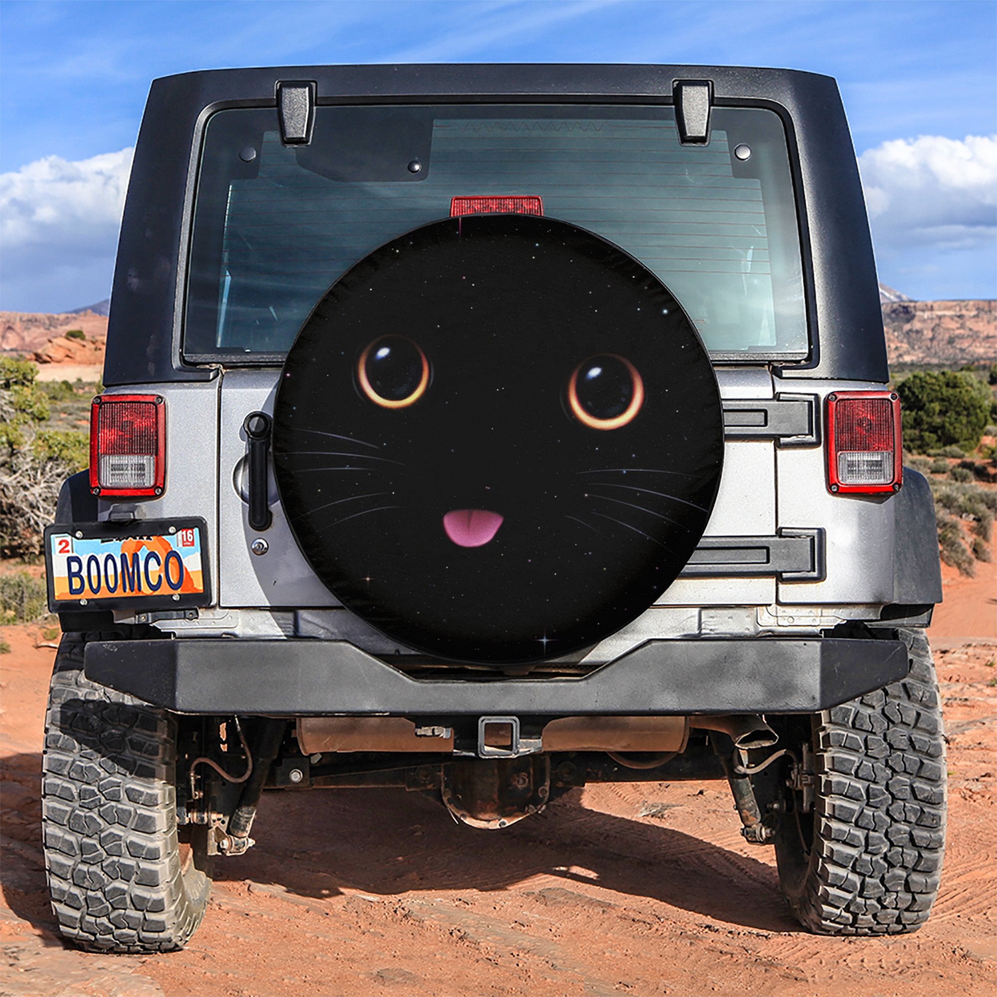 Cute Cat Face Star Car Spare Tire Covers Gift For Campers Nearkii