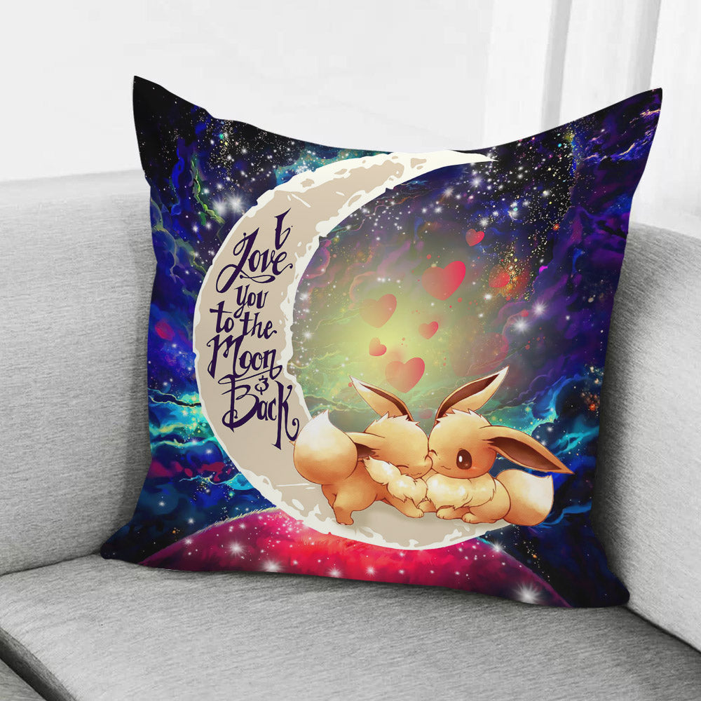Cute Eevee Pokemon Couple Love You To The Moon Galaxy Pillowcase Room Decor Nearkii