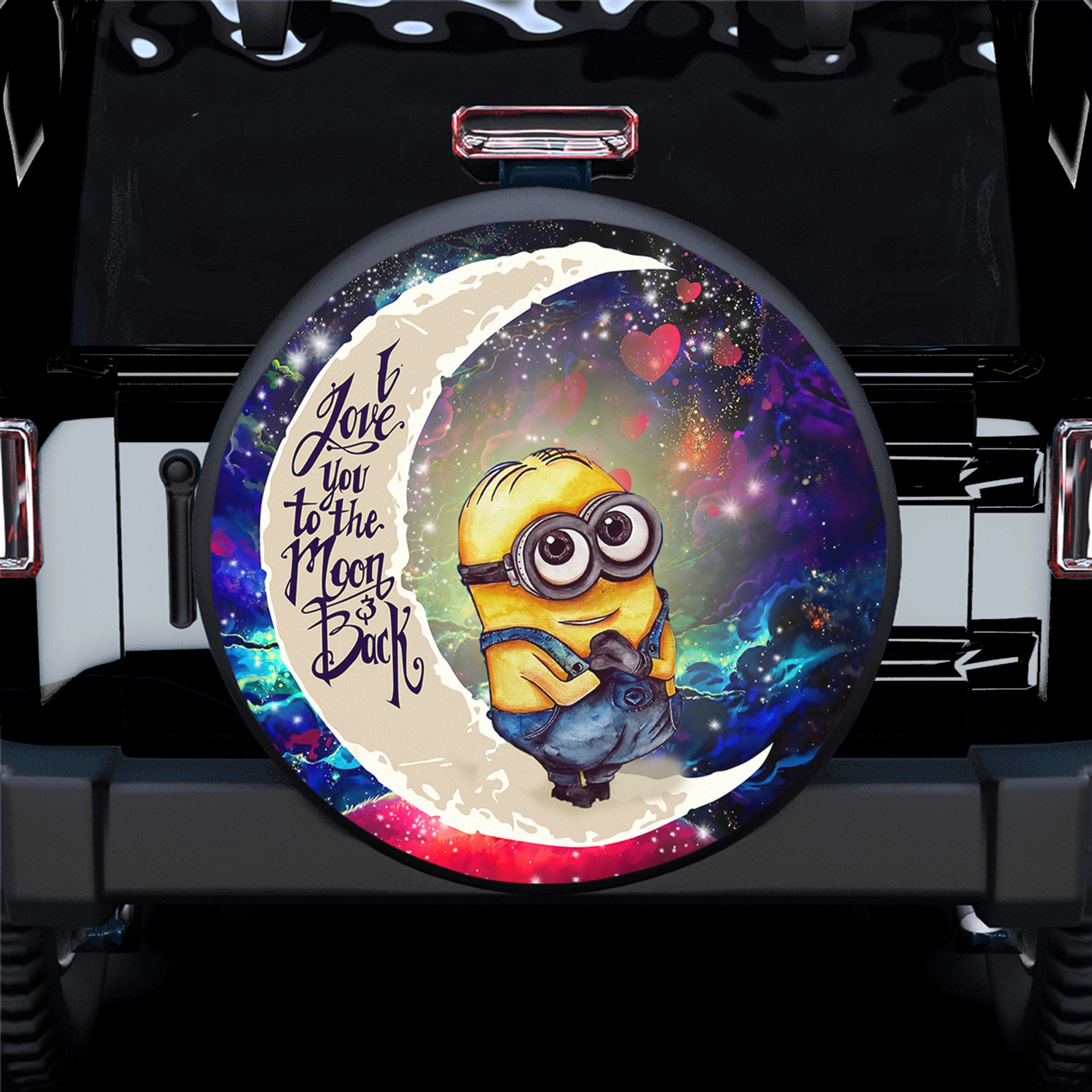 Cute Minions Despicable Me Love You To The Moon Galaxy Spare Tire Covers Gift For Campers Nearkii