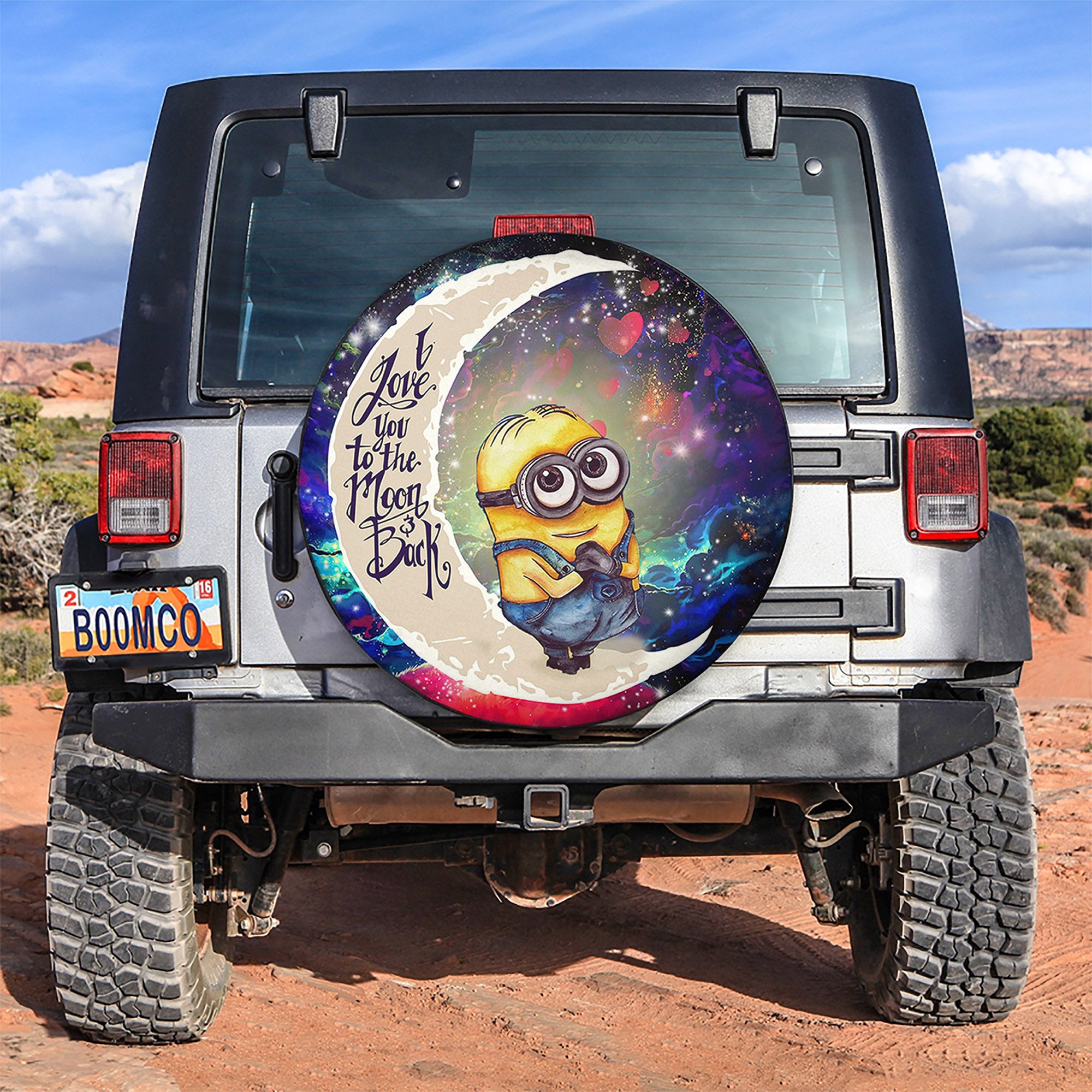 Cute Minions Despicable Me Love You To The Moon Galaxy Spare Tire Covers Gift For Campers Nearkii