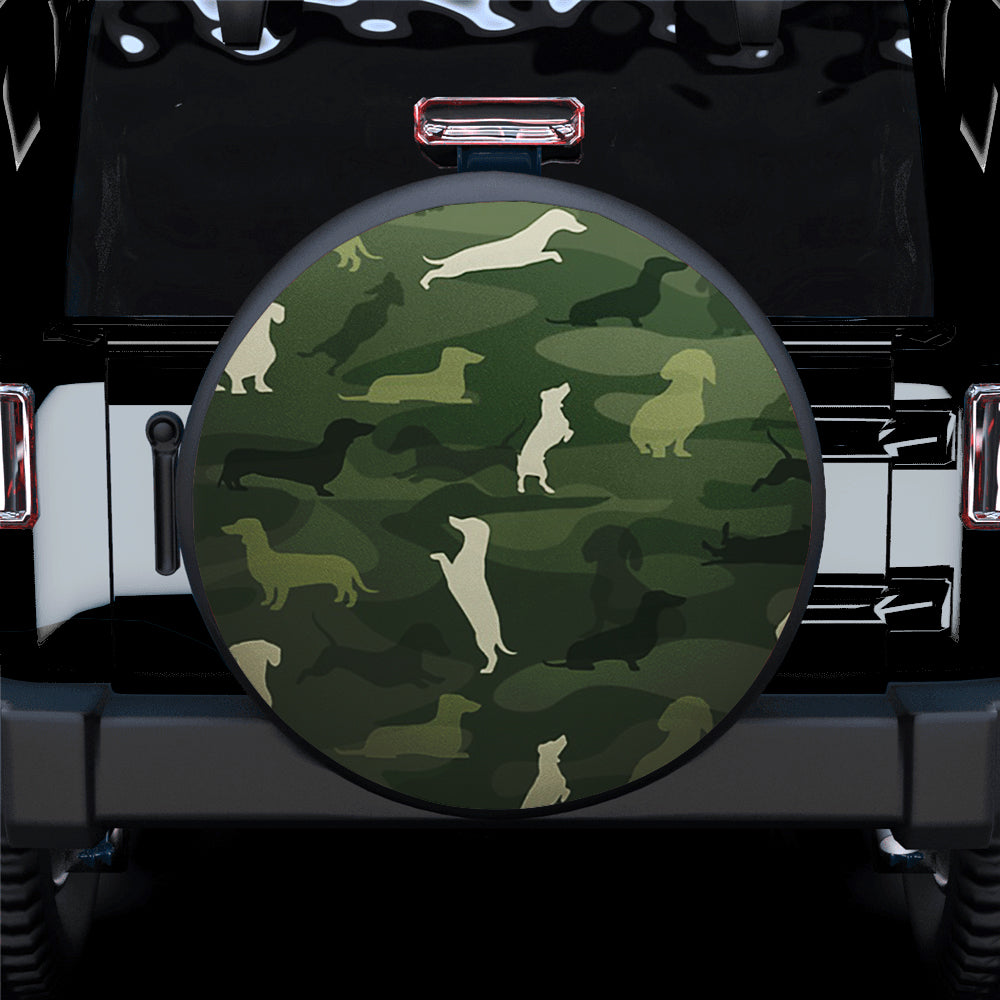 Dachshund Camouflage Army Style Car Spare Tire Cover Gift For Campers Nearkii