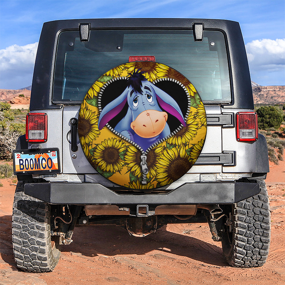 Eeyore Winnie The Pooh Sunflower Zipper Car Spare Tire Covers Gift For Campers Nearkii