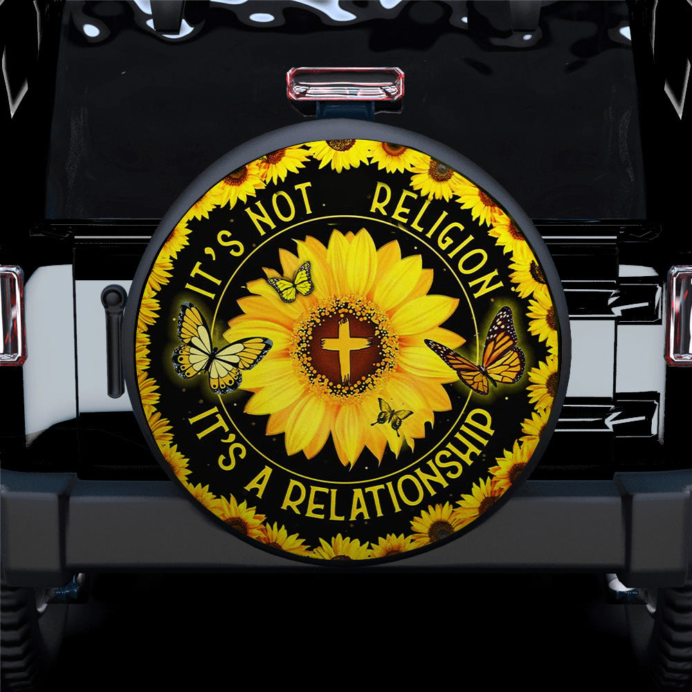 Faith Butterfly Cross Sunflower Car Spare Tire Covers Gift For Campers Nearkii