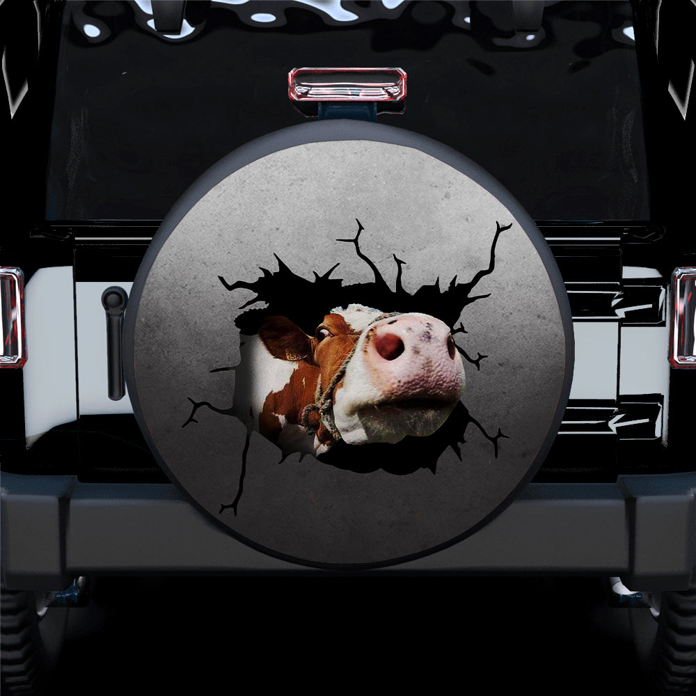 Funny Cow Face Break Jeep Car Spare Tire Cover Gift For Campers Nearkii