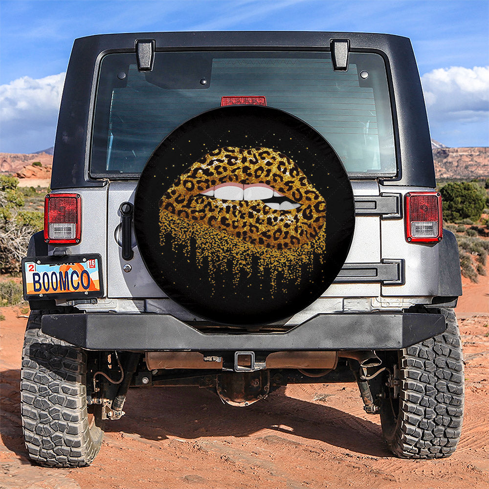 Funny Lips, Leopard Skin Car Spare Tire Cover Gift For Campers Nearkii
