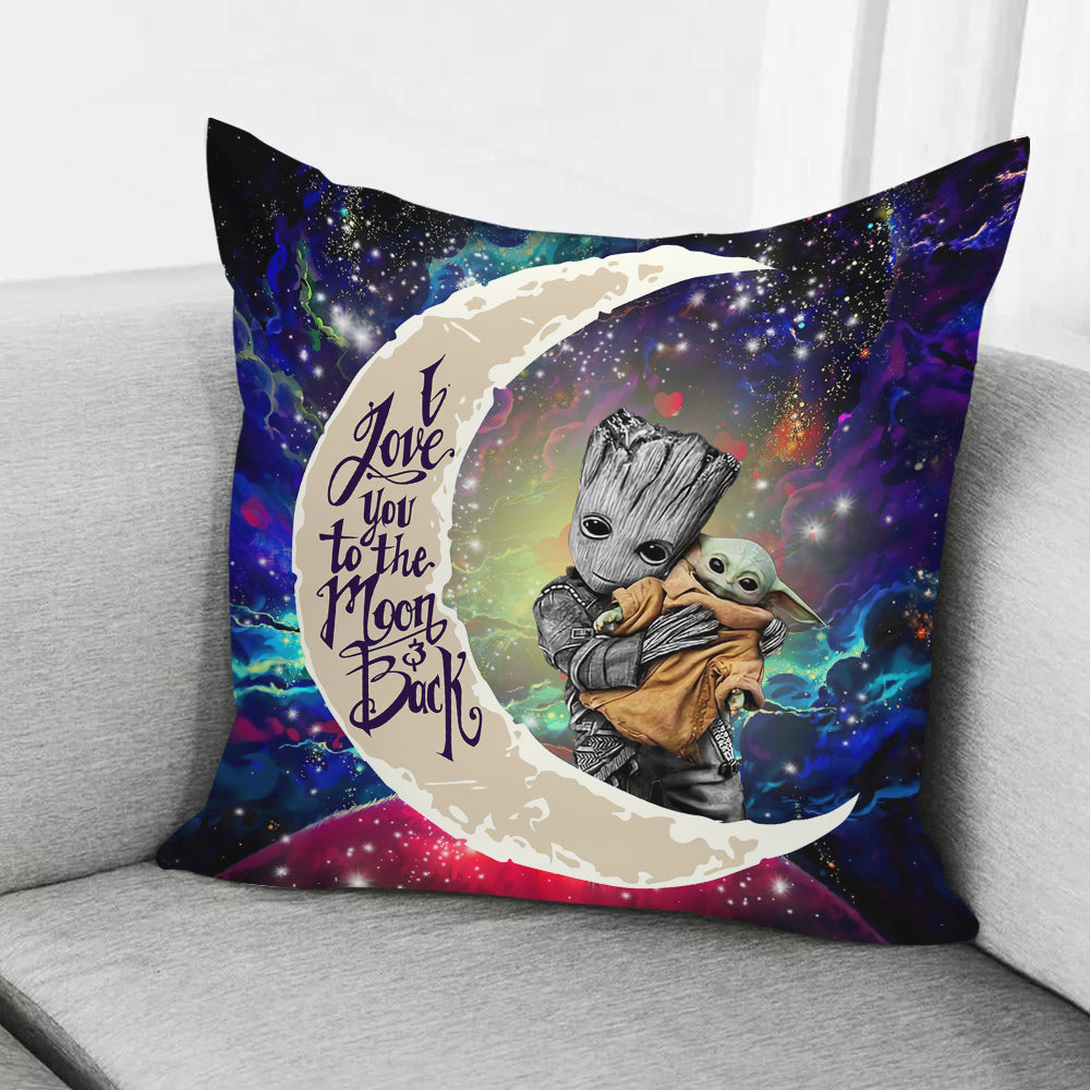 Groot Hold Baby Yoda Love You To The Moon Galaxy Pillowcase Room Decor Nearkii