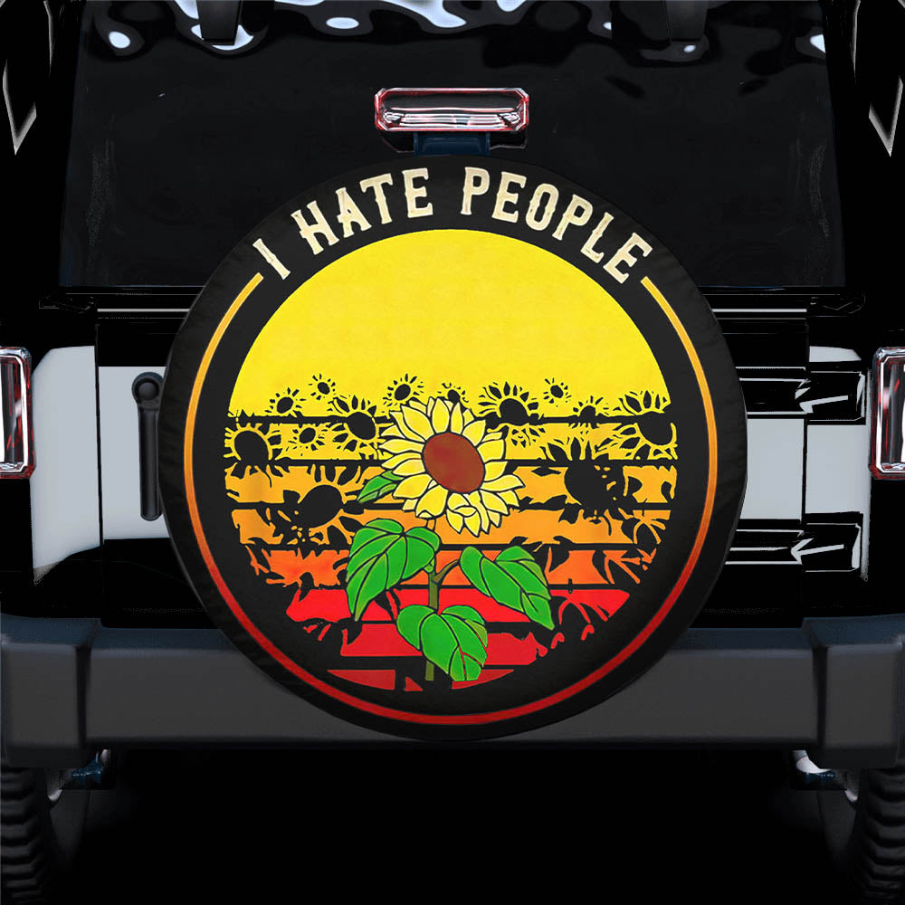 I Hate People Sunflower Retro 70s Style Spare Tire Cover Gift For Campers Nearkii