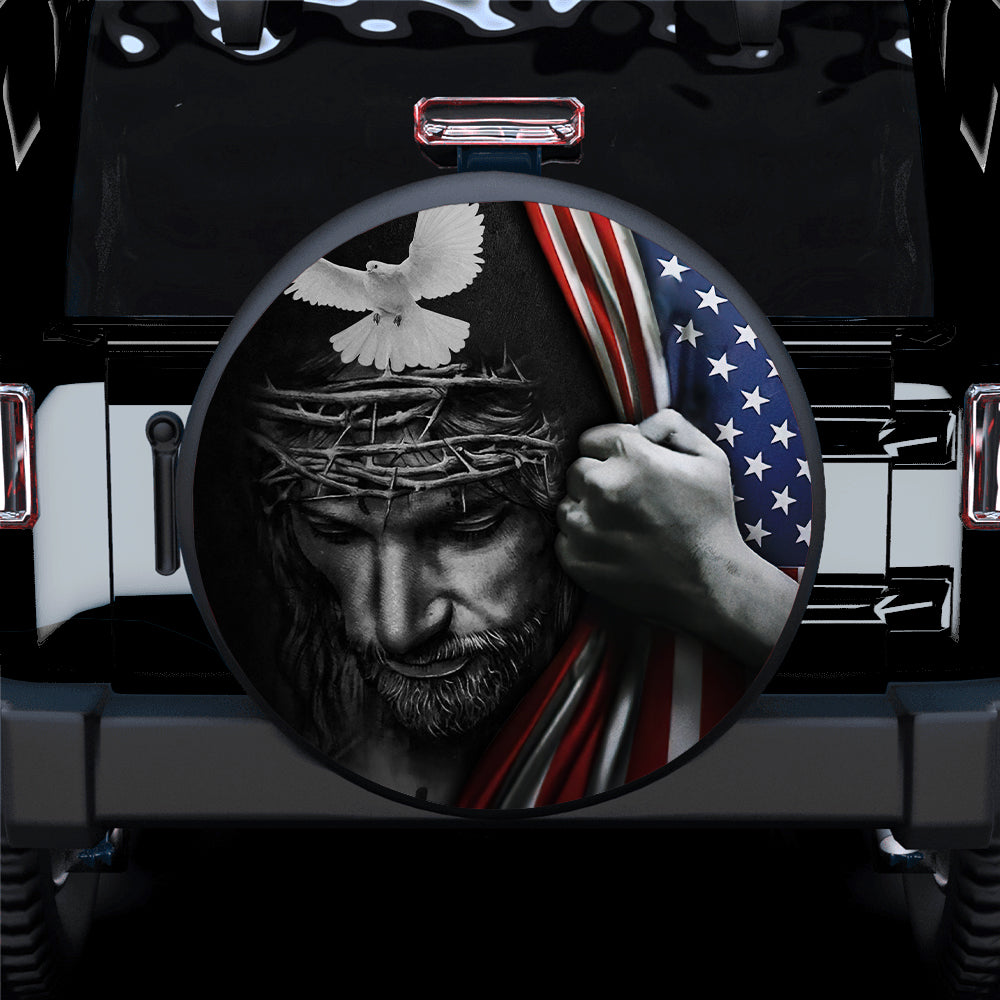 Jesus American USA Flag Jeep Car Spare Tire Covers Gift For Campers Nearkii