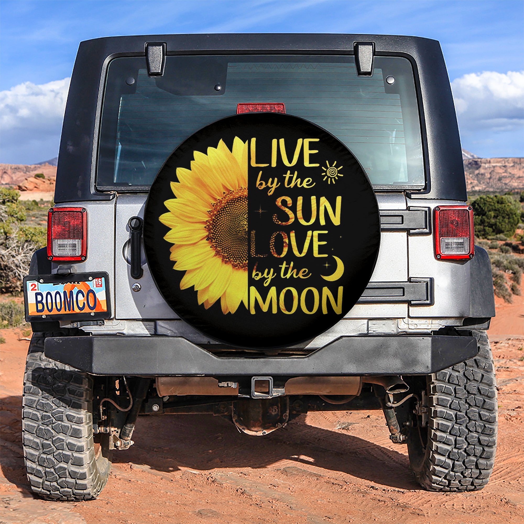 Live By The Sun Love By The Moon Sunflower Car Spare Tire Covers Gift For Campers Nearkii