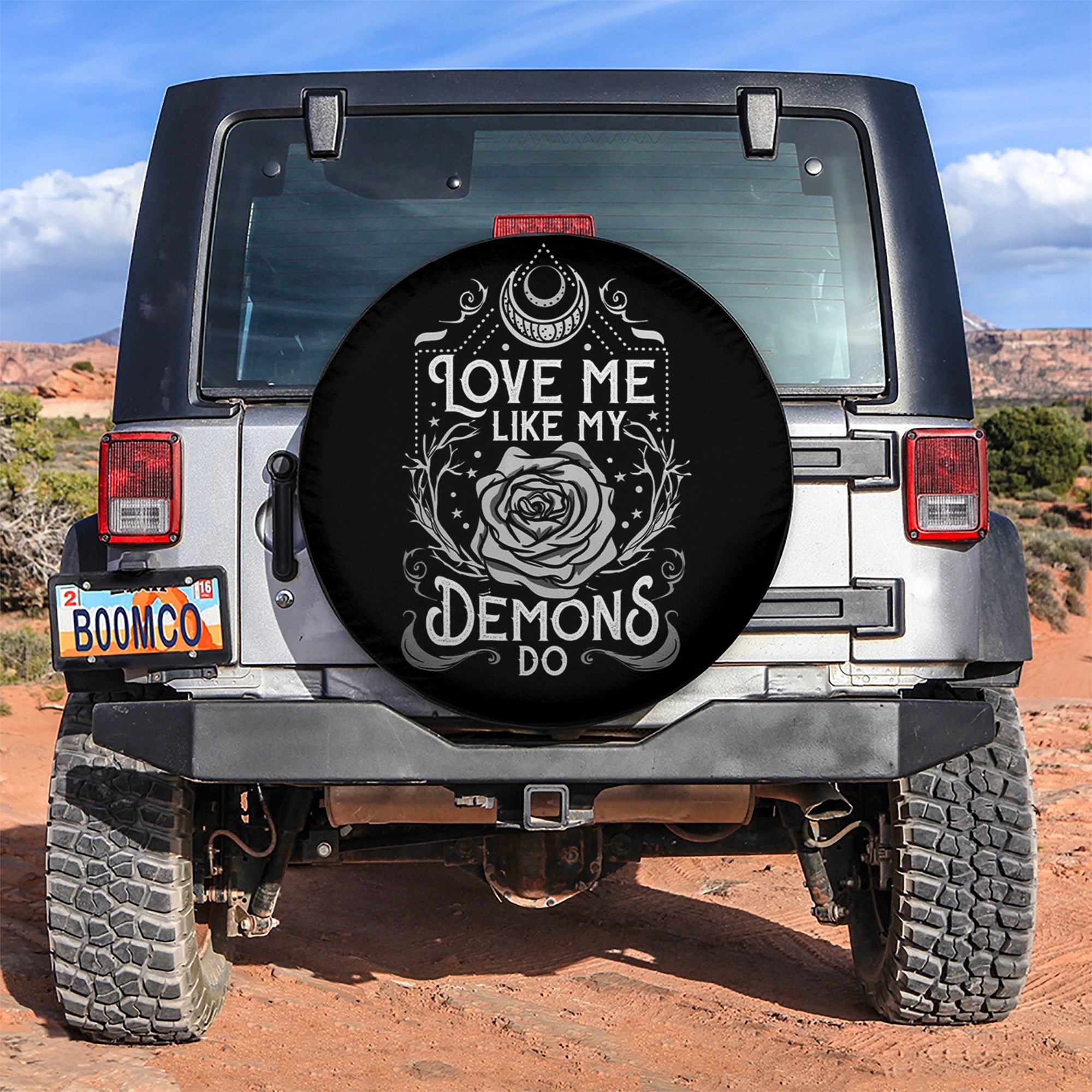 Love Me Like Demon Do Rose Car Spare Tire Covers Gift For Campers Nearkii