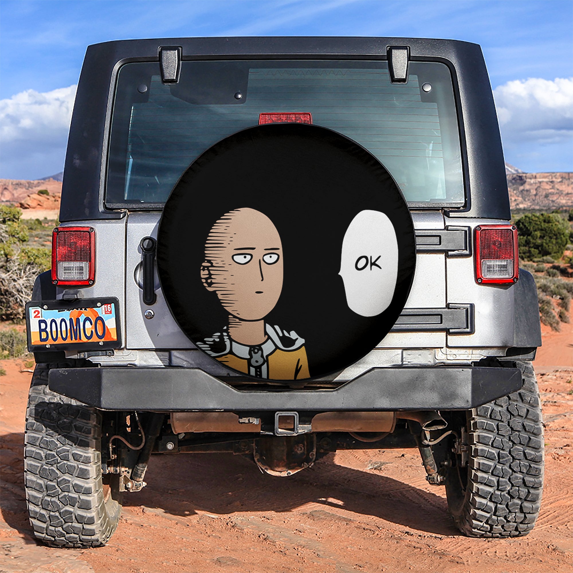 One Punch Man Funny Car Spare Tire Covers Gift For Campers Nearkii