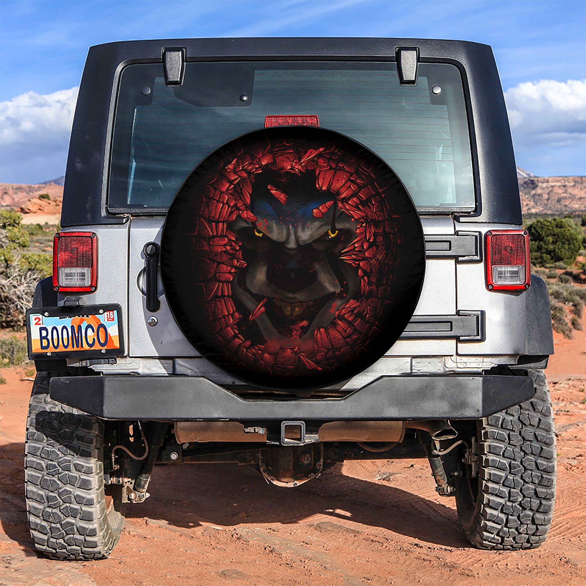 Pennywise IT Horror Break Wall Car Spare Tire Covers Gift For Campers Nearkii