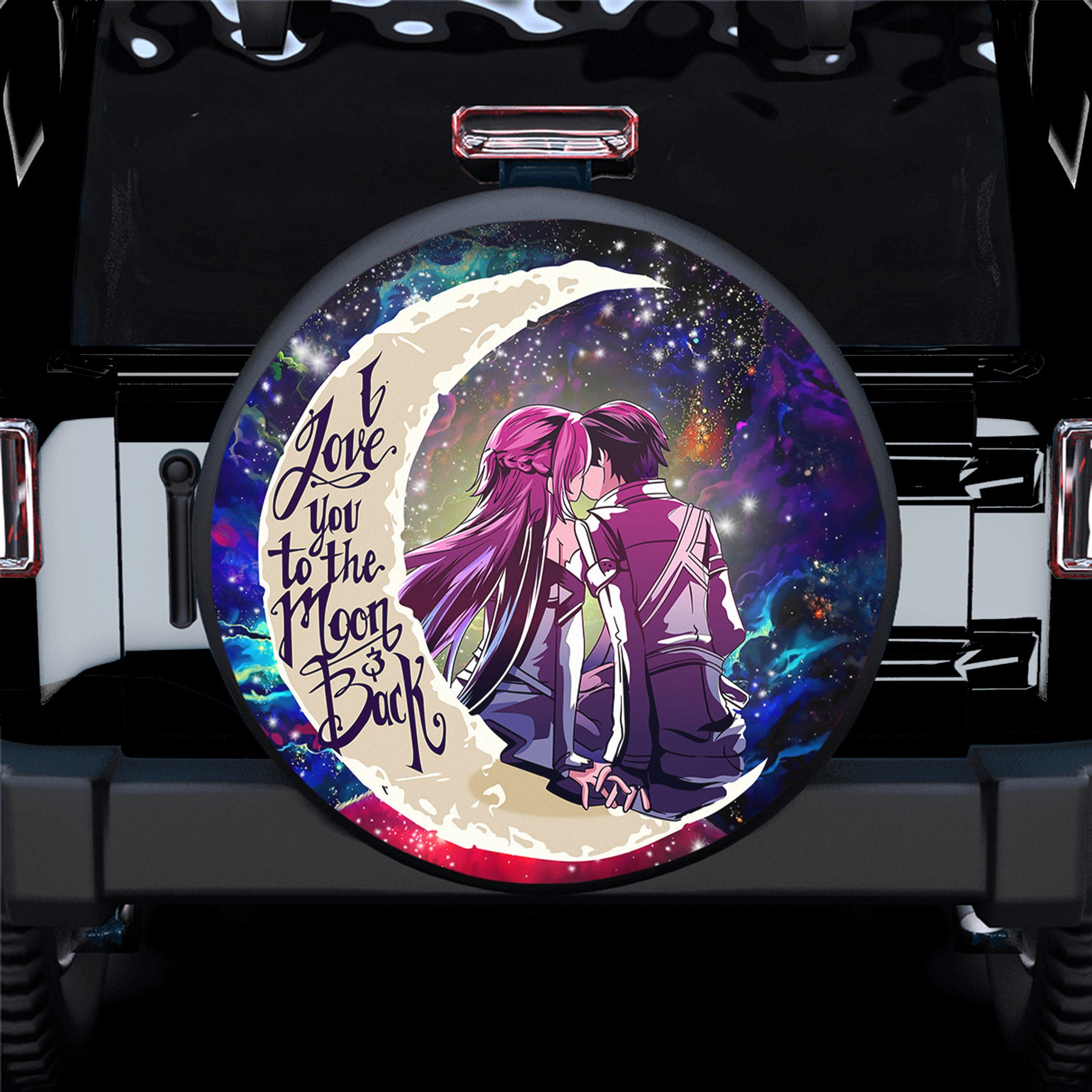 SAO Sword Art Online Asuna Kirito Love You To The Moon Galaxy Spare Tire Covers Gift For Campers Nearkii