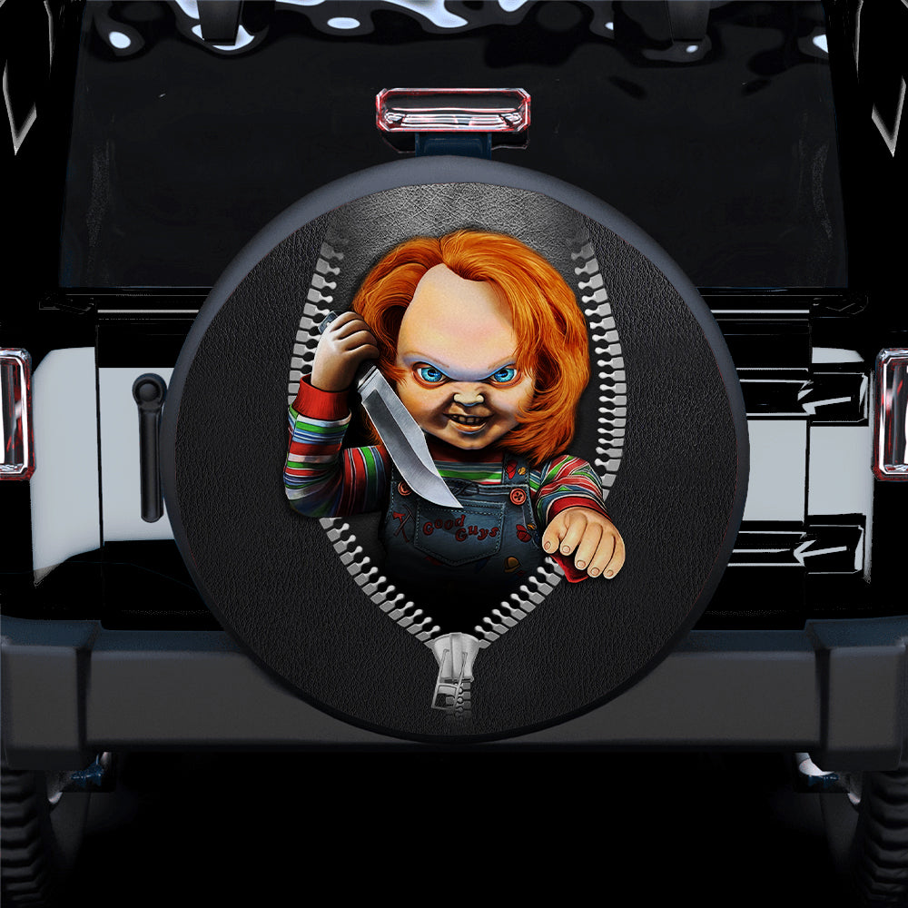 Scary Doll Zipper Car Spare Tire Covers Gift For Campers Nearkii