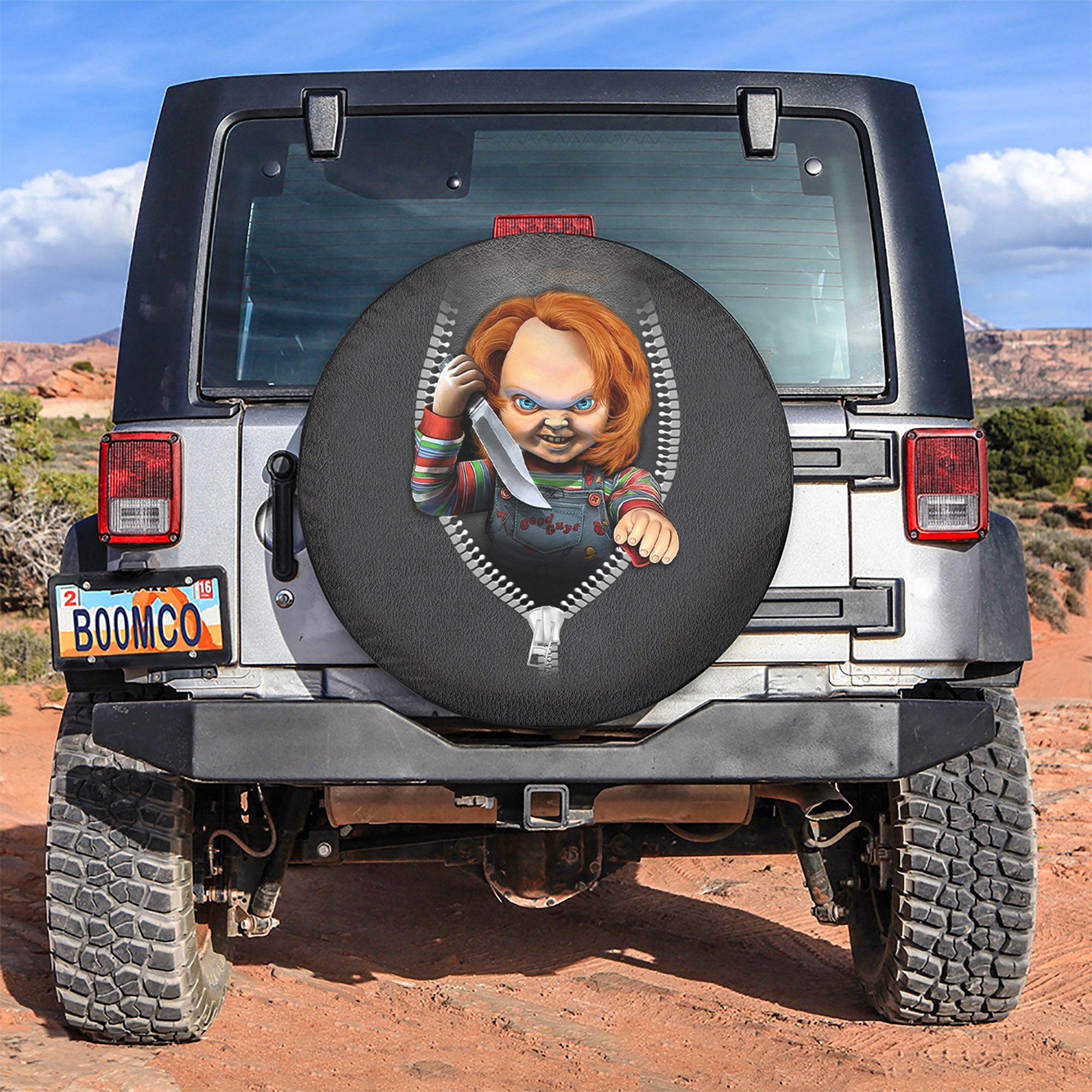 Scary Doll Zipper Car Spare Tire Covers Gift For Campers Nearkii