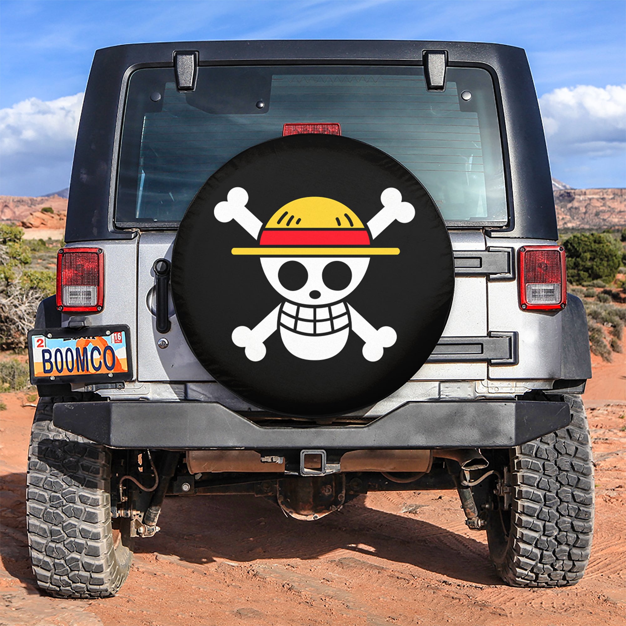 Straw Hat Pirates Flag Spare Tire Covers Custom One Piece Anime Car Ac