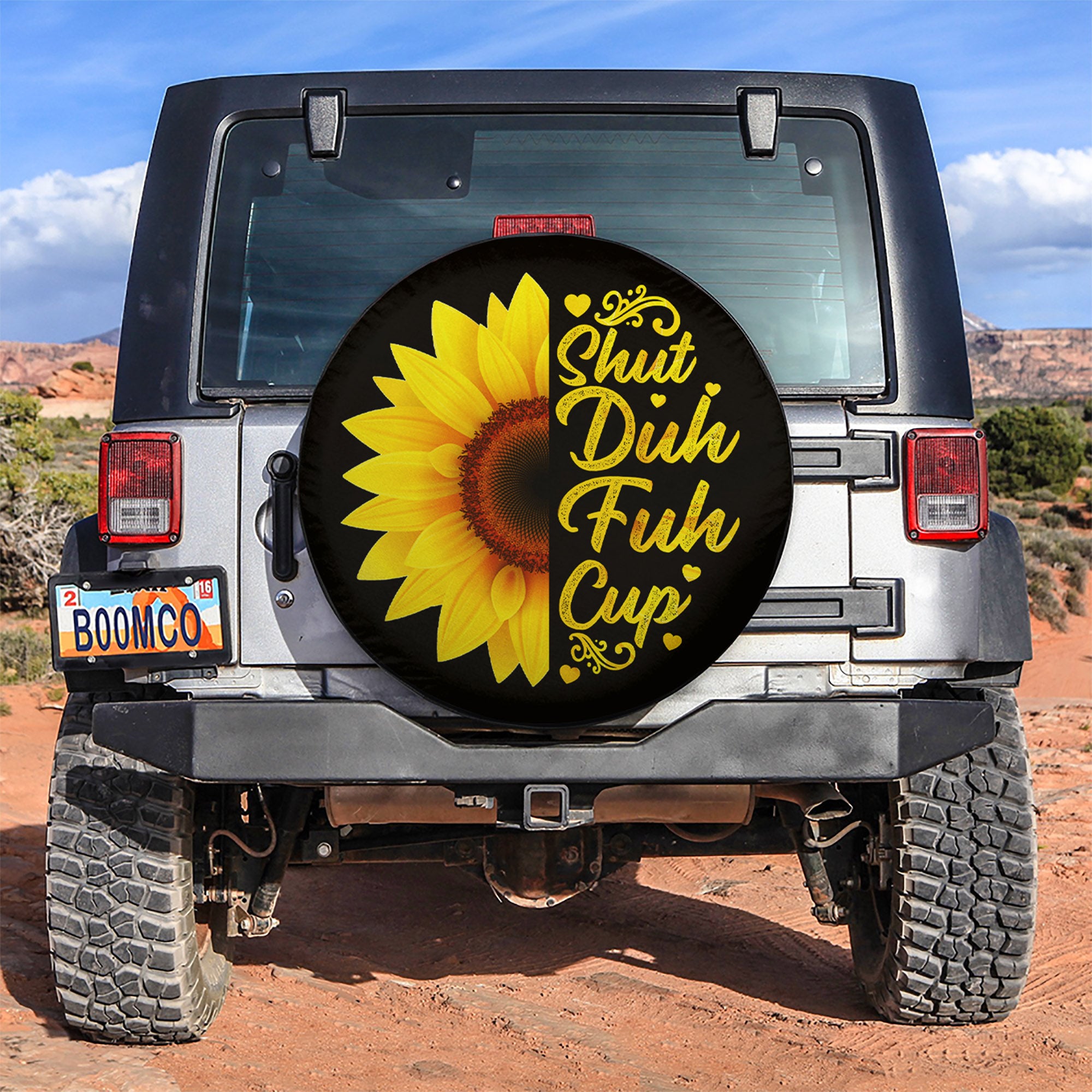 Sunflower Shut Duh Fuh Cup Car Spare Tire Covers Gift For Campers Nearkii