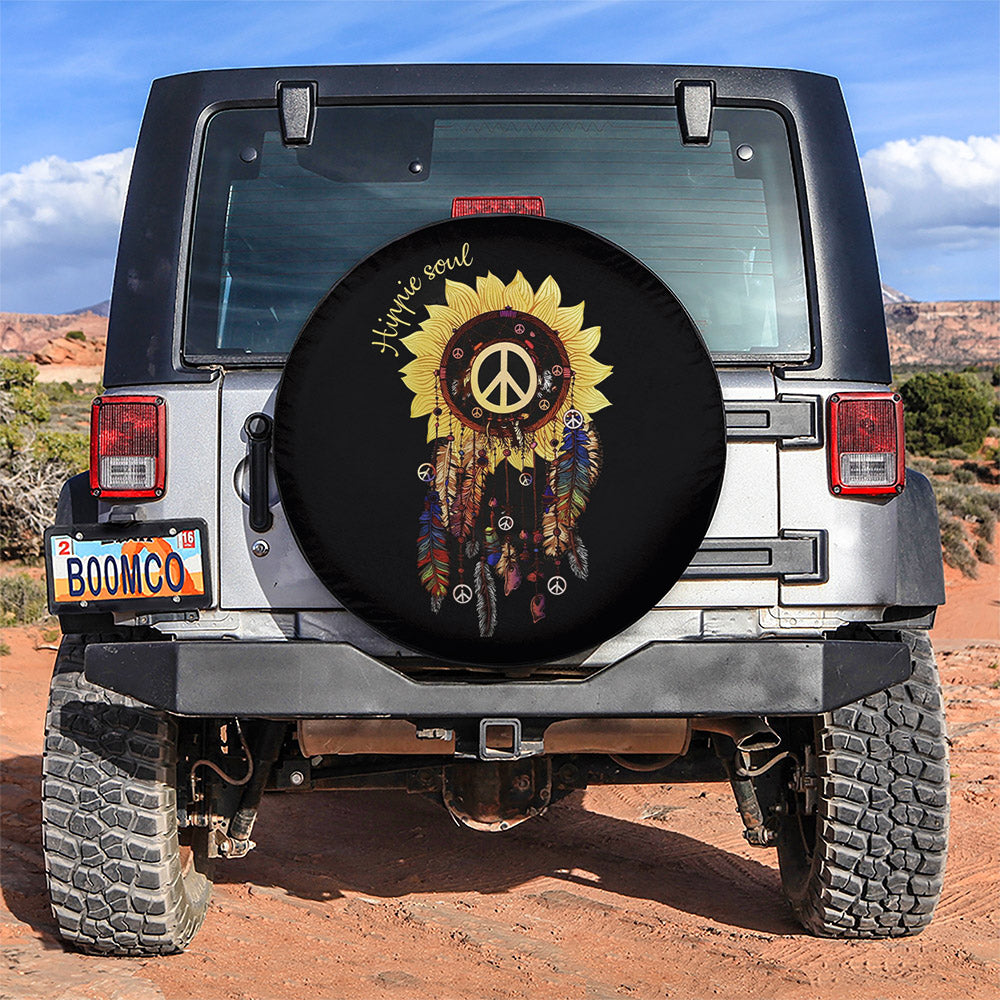 Sunflower Dream Catcher Hippie Soul Jeep Car Spare Tire Cover Gift For Campers Nearkii