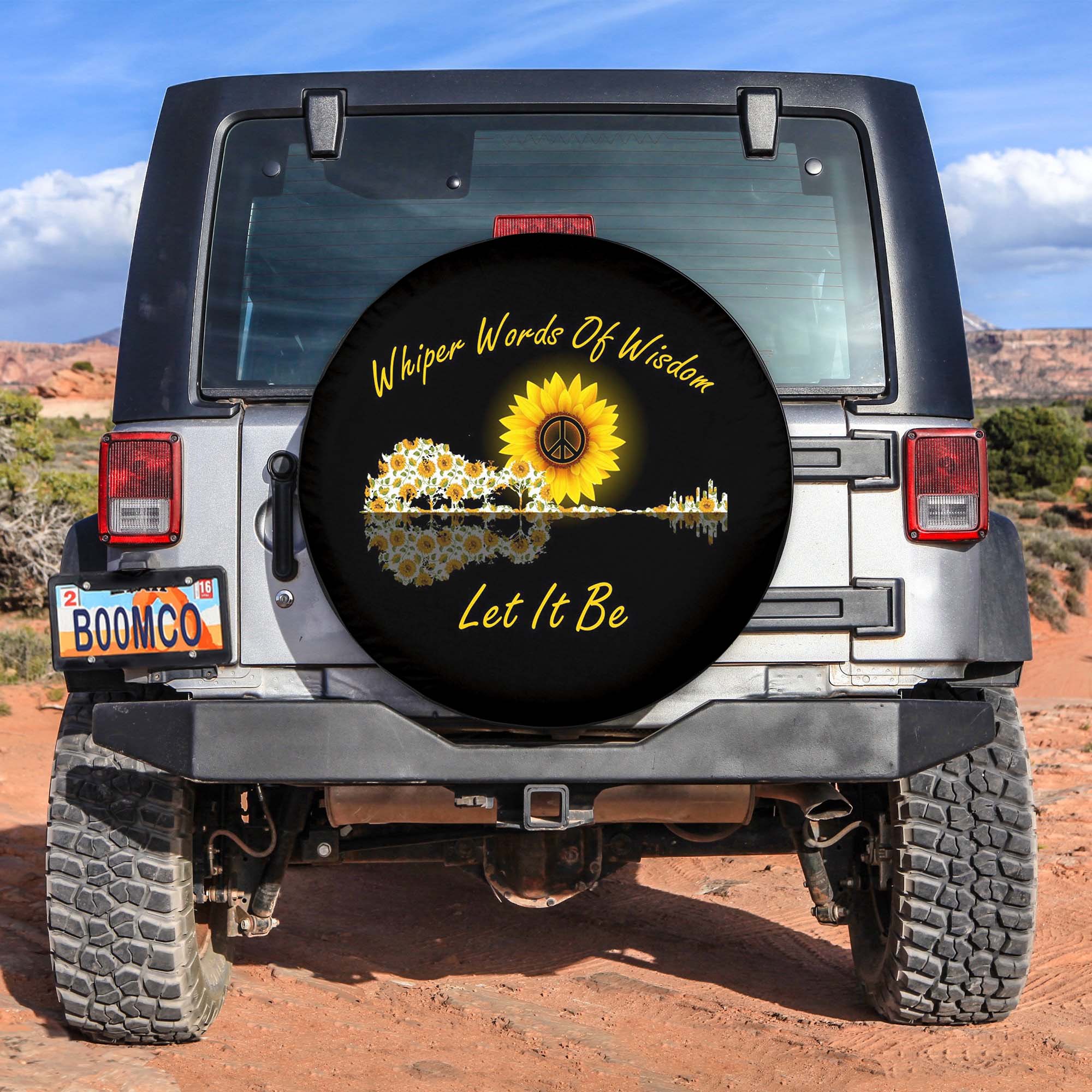 Sunflower Guitar Whiper Words of Wisdom Spare Tire Covers Gift For Campers Nearkii