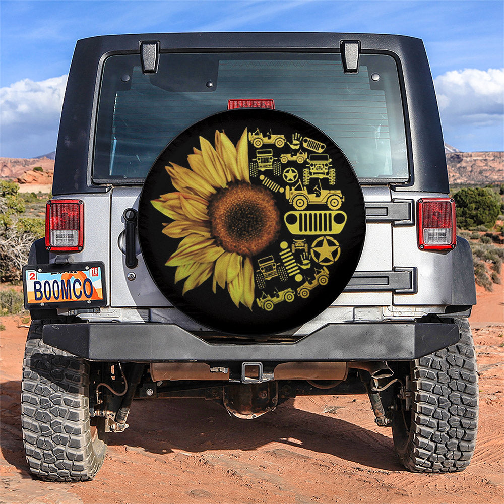 Sunflower Jeep Car Spare Tire Covers Gift For Campers Nearkii