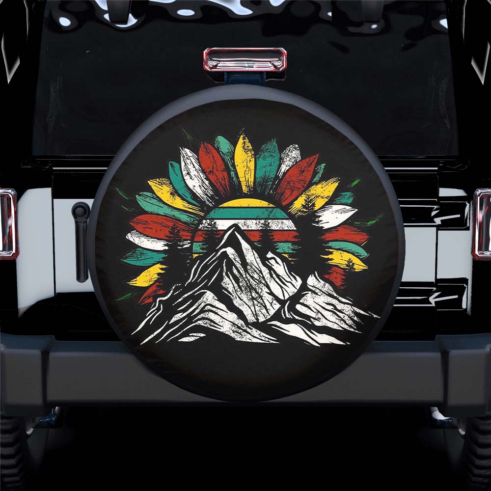 Sunflower On The Mountains Spare Tire Covers Gift For Campers Nearkii