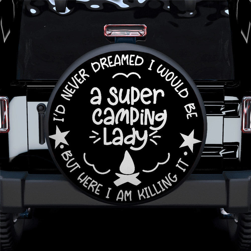 Super Camping Lady Car Spare Tire Cover Gift For Campers Nearkii