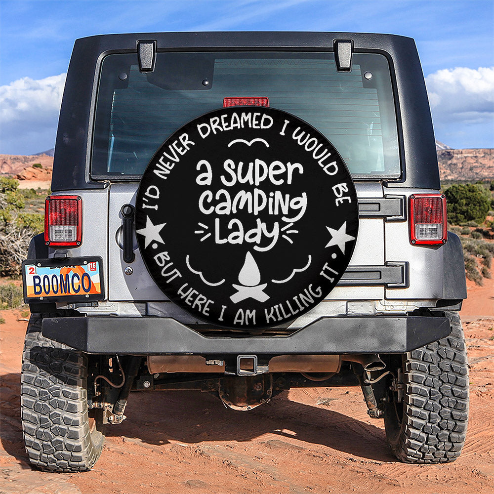 Super Camping Lady Car Spare Tire Cover Gift For Campers Nearkii