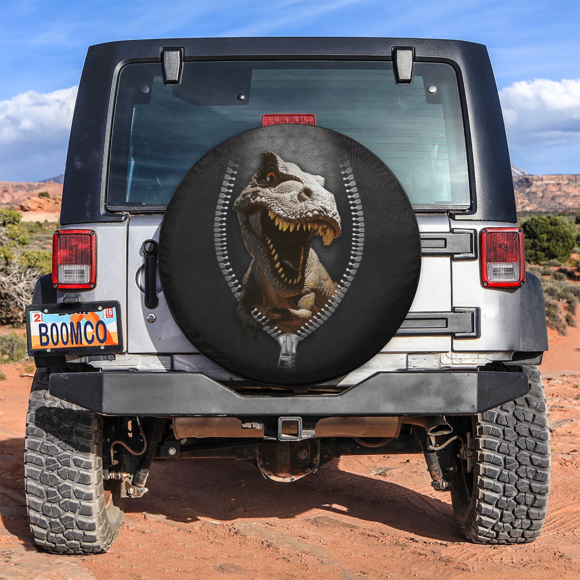 T-Rex 3D Zipper Car Spare Tire Covers Gift For Campers Nearkii
