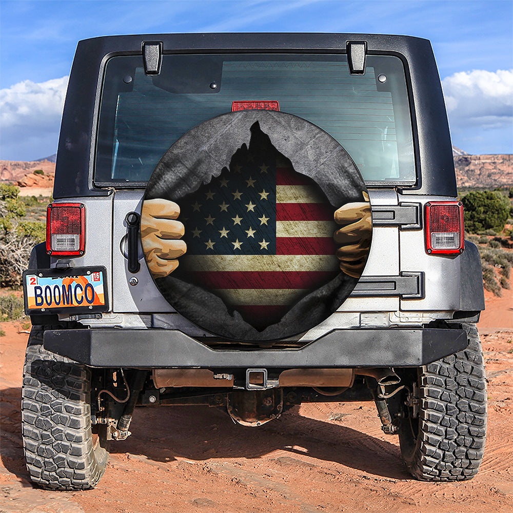 US Flag 3D Inside Shirt Car Spare Tire Covers Gift For Campers Nearkii