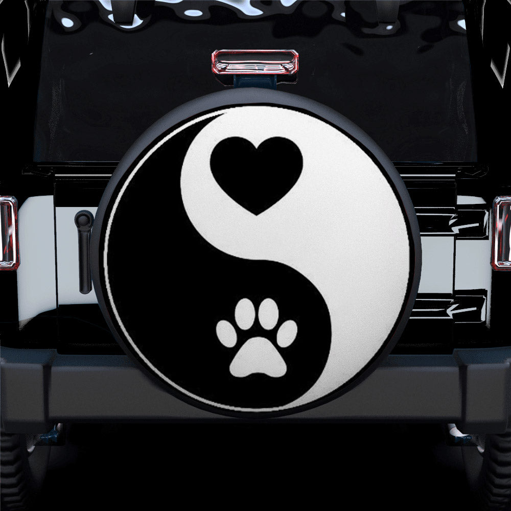 Ying Yang Dog Paw Car Spare Tire Covers Gift For Campers Nearkii