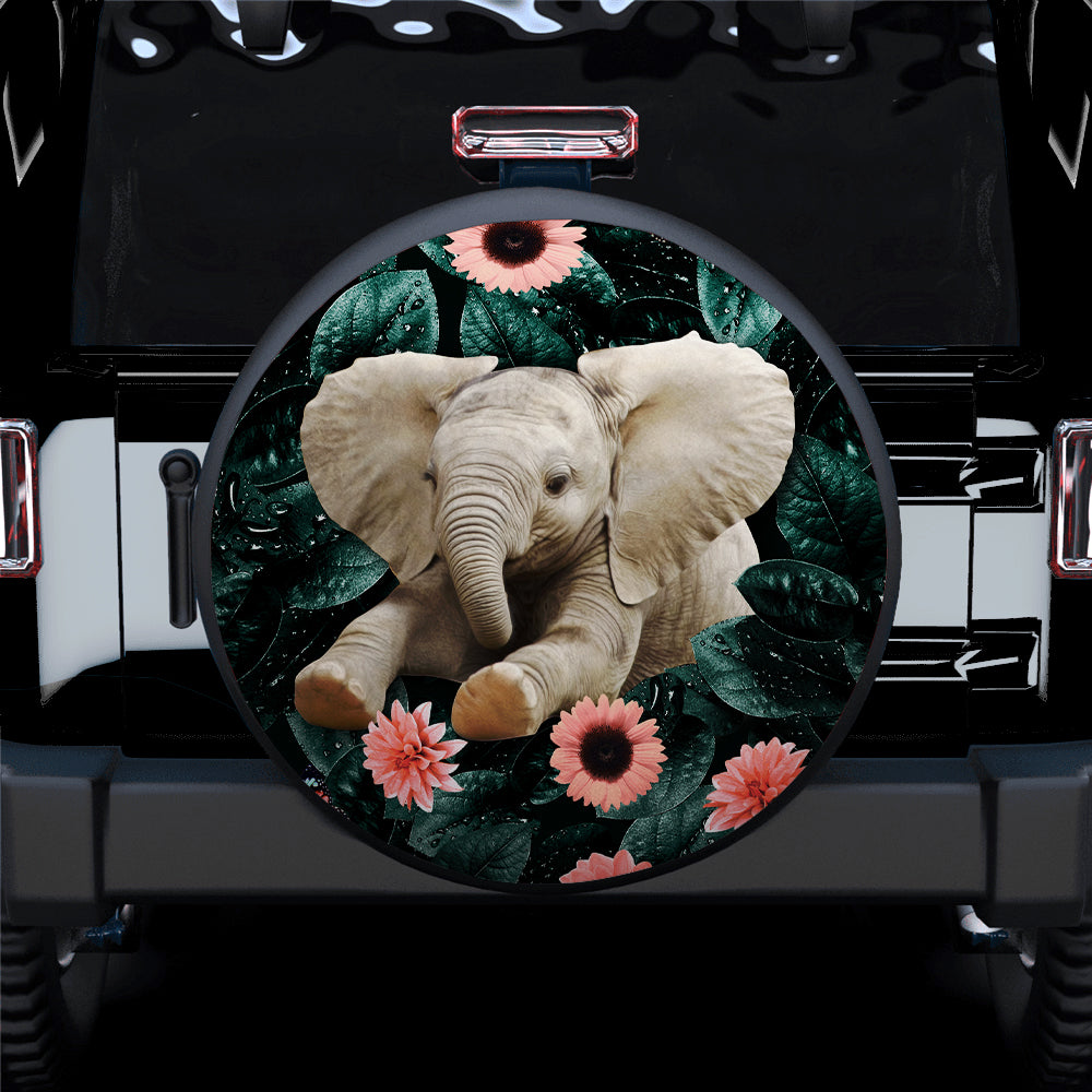 Baby Elephant Flower Car Spare Tire Covers Gift For Campers Nearkii
