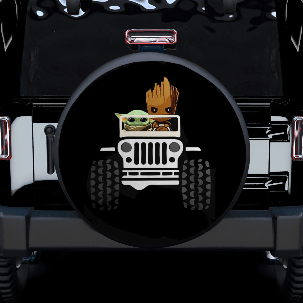 Baby Yoda And Groot Jeep Car Spare Tire Covers Gift For Campers Nearkii