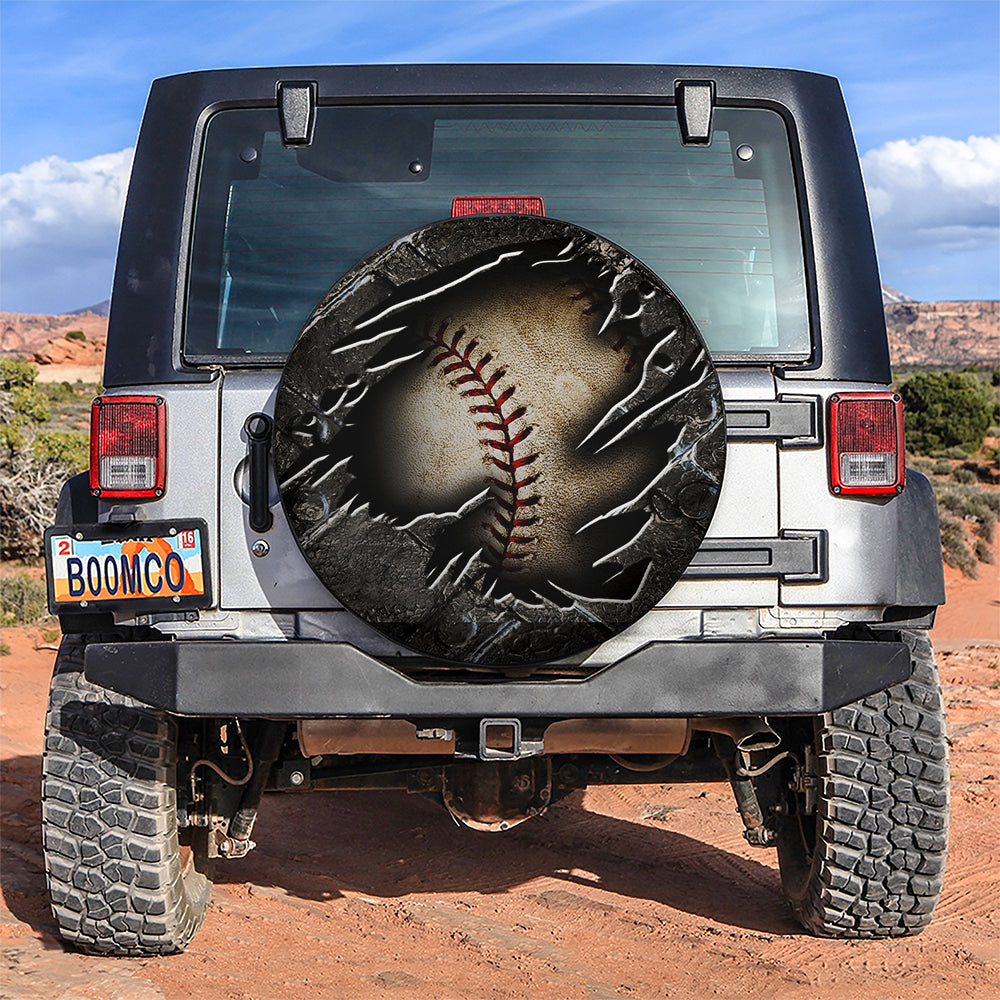 Baseball Inside Iron Style Break Car Spare Tire Covers Gift For Campers Nearkii